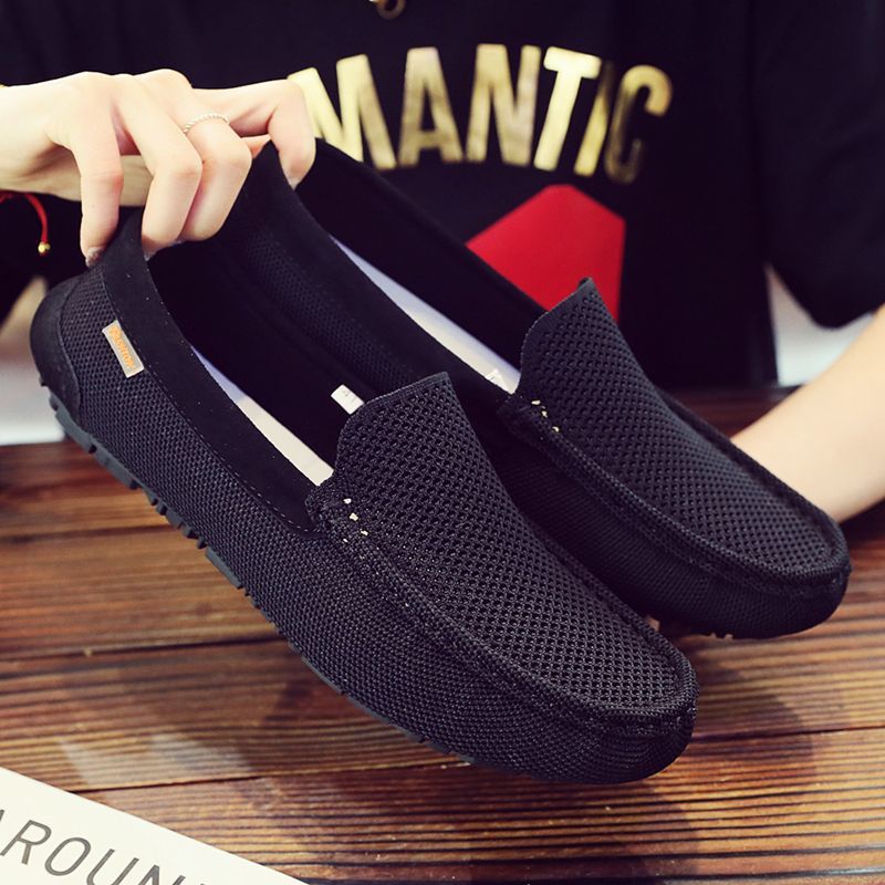 Men's Summer Hollow Korean Style Breathable Trendy Slip-on Soft Men's Casual Shoes