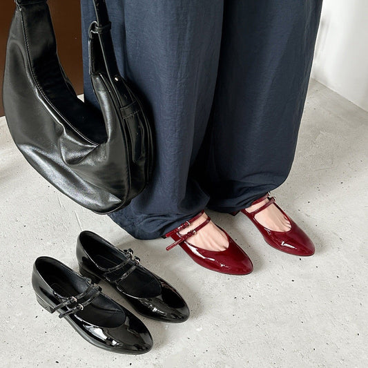 Women's Genuine Retro Mary Jane Flat Low-cut Buckle Loafers