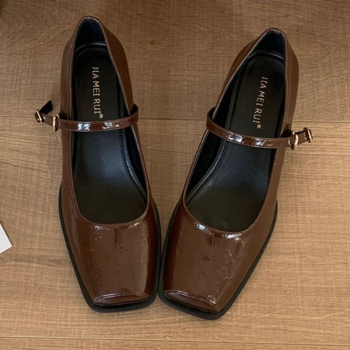 Women's Classy French Style Mary Jane Chunky Shallow Heels