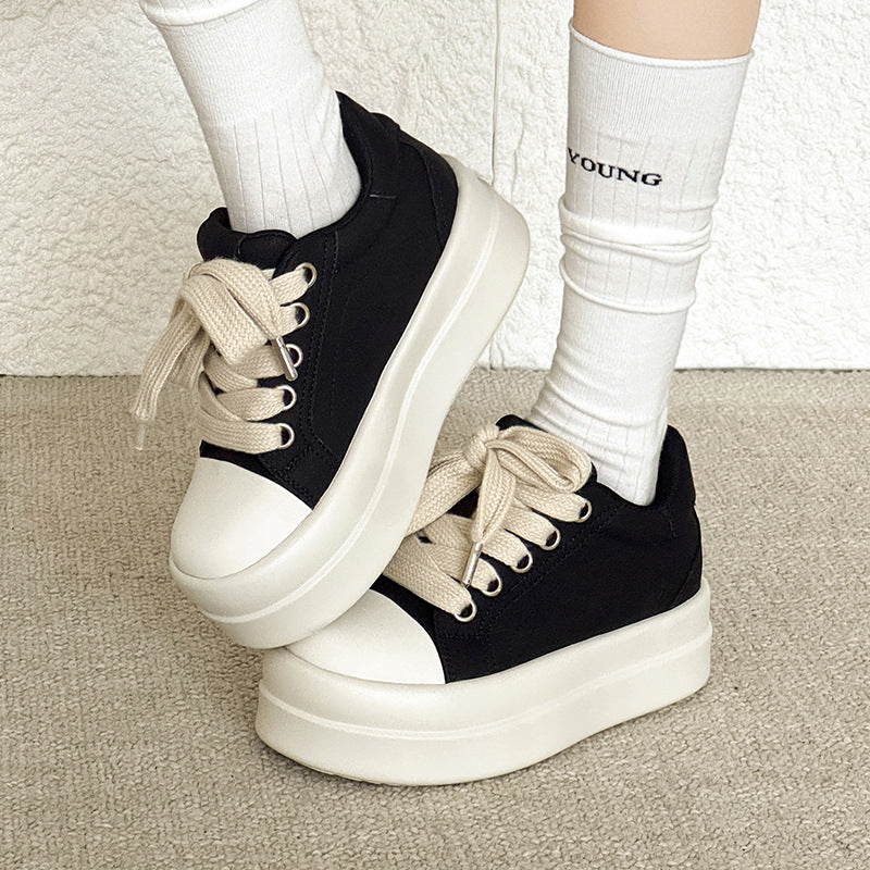 Women's & Men's Height Increasing Autumn Thick Bottom Versatile Mickey Big Head Casual Shoes