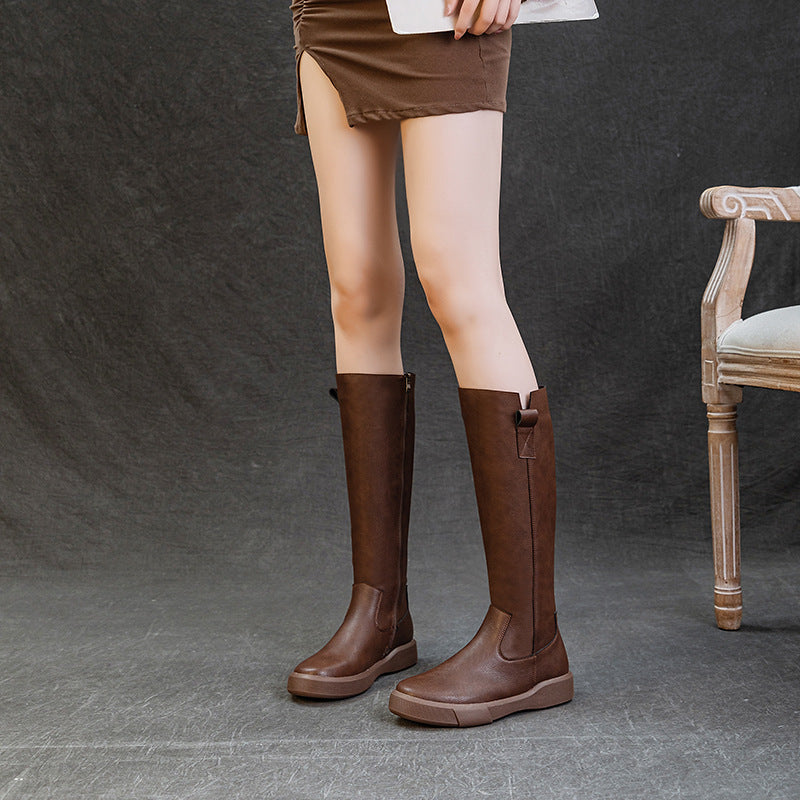 Women's Platform Flat Side Zipper Female Fashion Boots