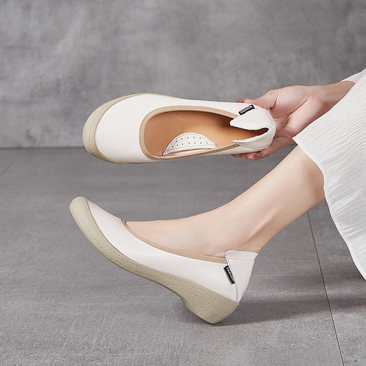 Women's Handmade Platform Wedge Shallow Mouth Pumps Casual Shoes