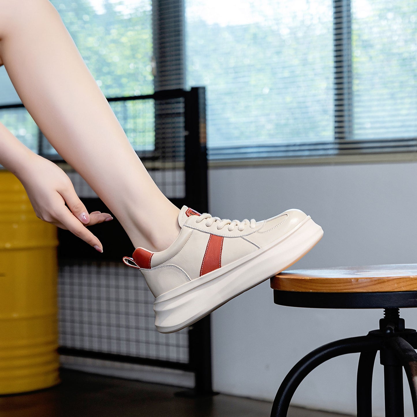 Women's First Layer Cowhide High Top White Sneakers