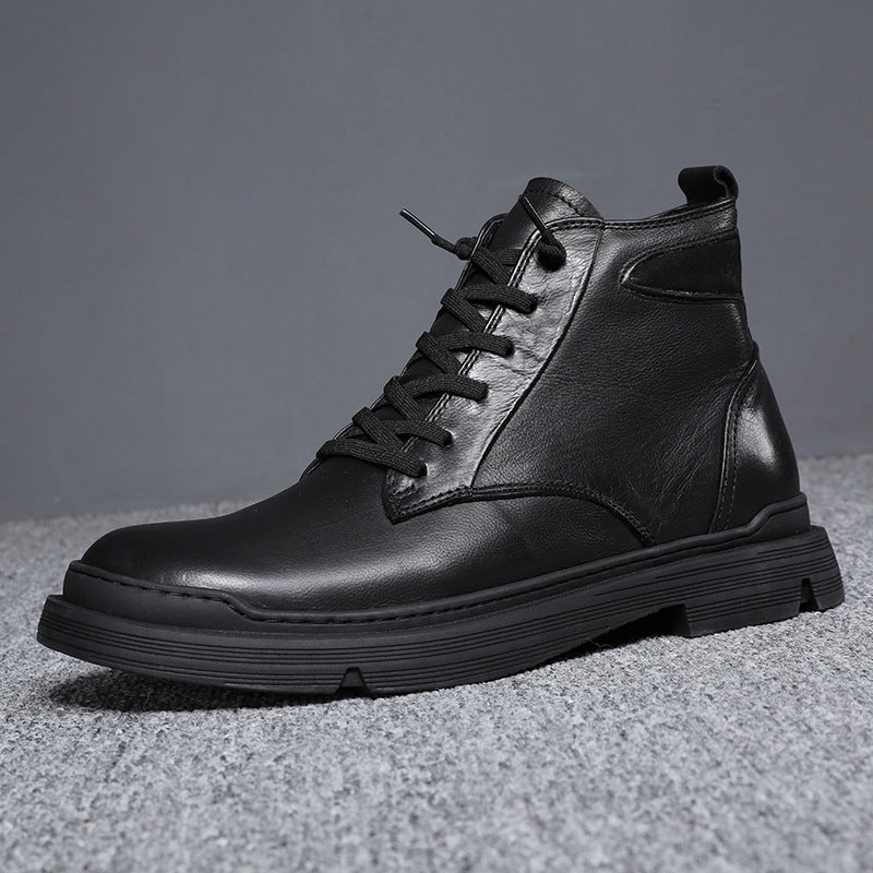Men's Genuine Black British Warm High Top Working Boots