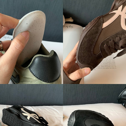 Women's Insole Fashionable Stitching Tied Retro Head Tilt German Training Platform Women's Board Shoes