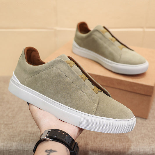 Men's Top Layer Cowhide Four Korean Versatile Personality Leather Shoes