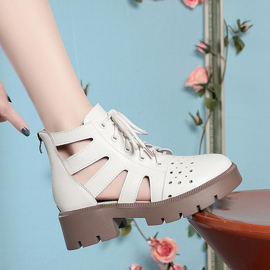 Women's Hollow Out Martin Thin Breathable Hole Thick Bottom Boots