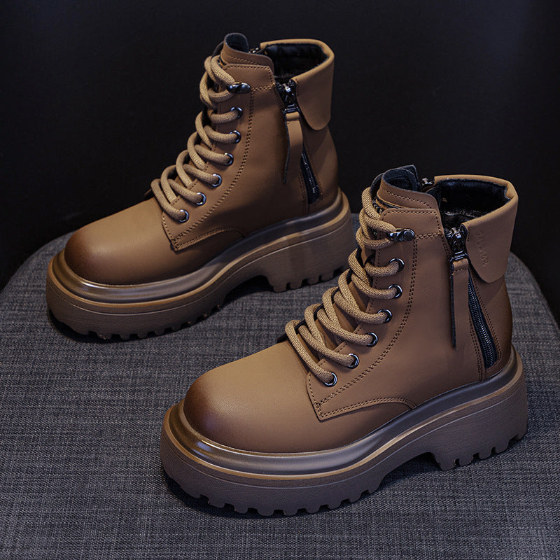 Women's Martin Retro Motorcycle Short Tube Worker British Style Women's Leather Boots