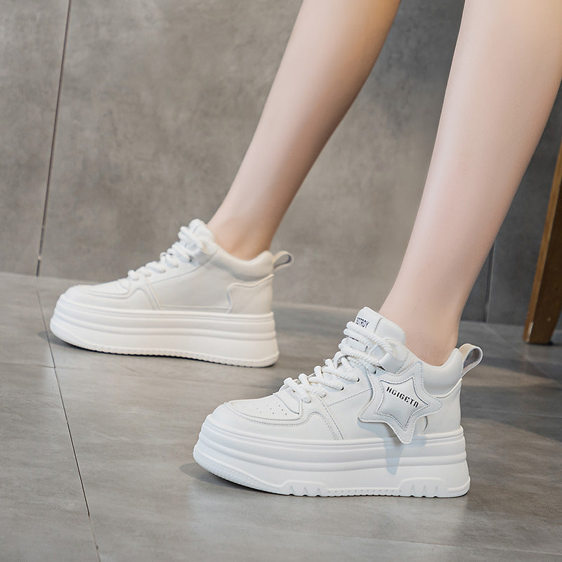 Women's Matching Hidden White Thick Bottom Black Women's Casual Shoes