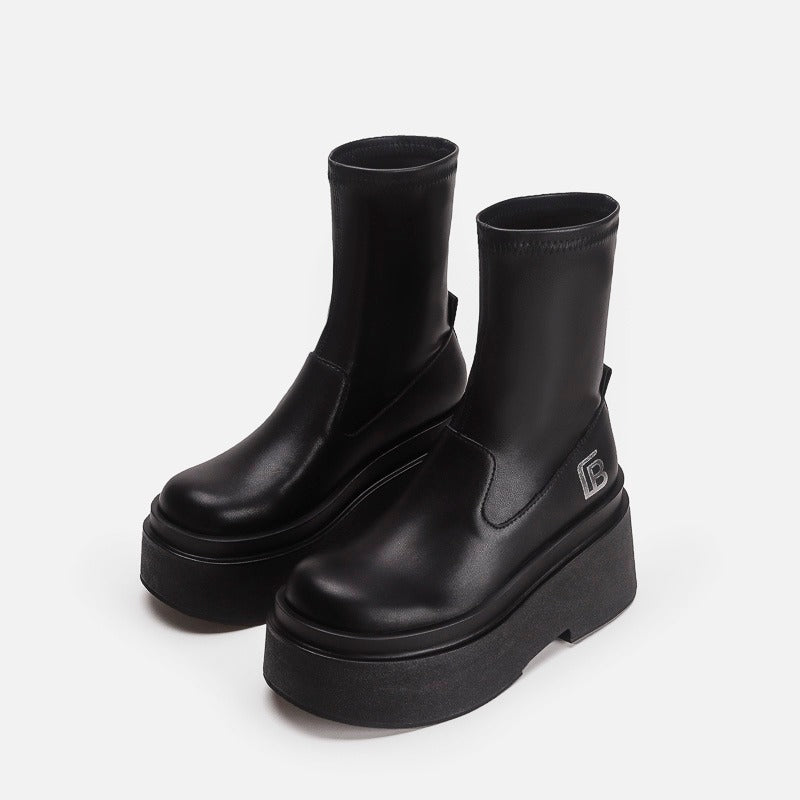 Women's Tube Circumference Stretch Thin Thick Bottom Height Increasing Boots