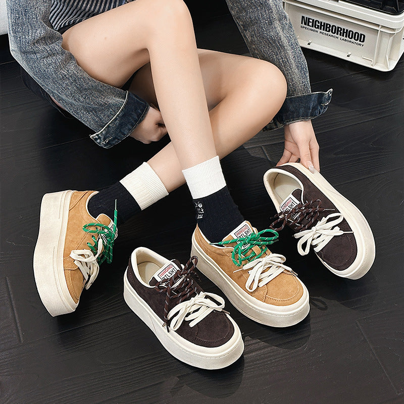 Thick-soled Spring Two-color Bread Small Heighten Women's Casual Shoes