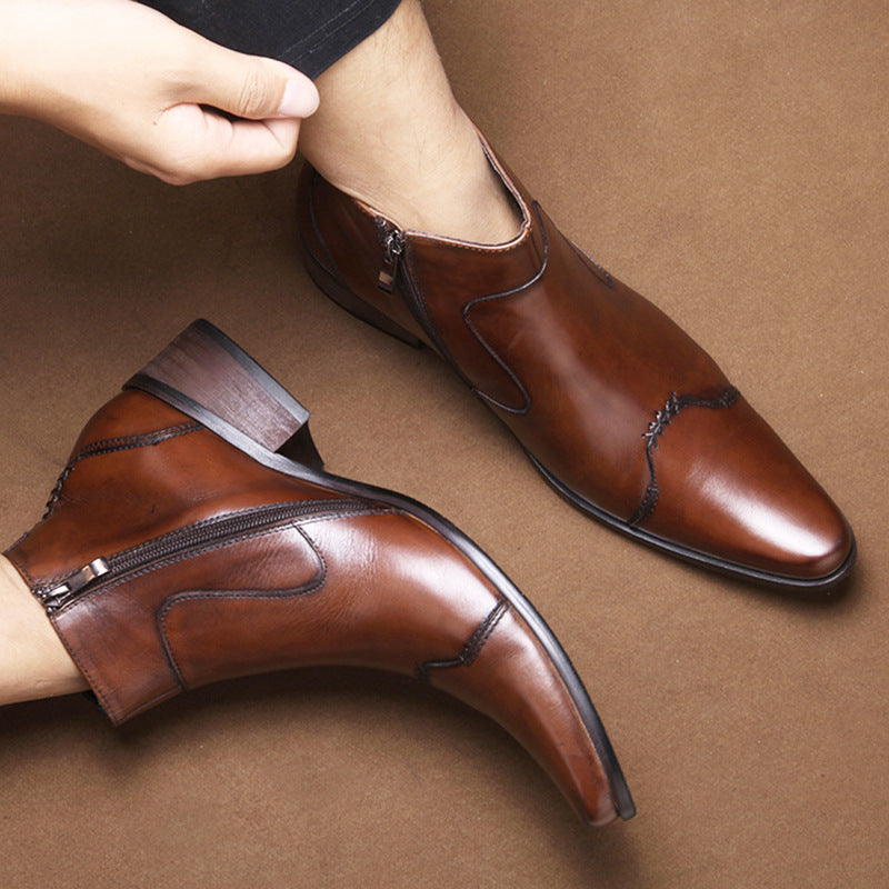 Men's Head Cowhide High British Martin Fashion Korean Boots