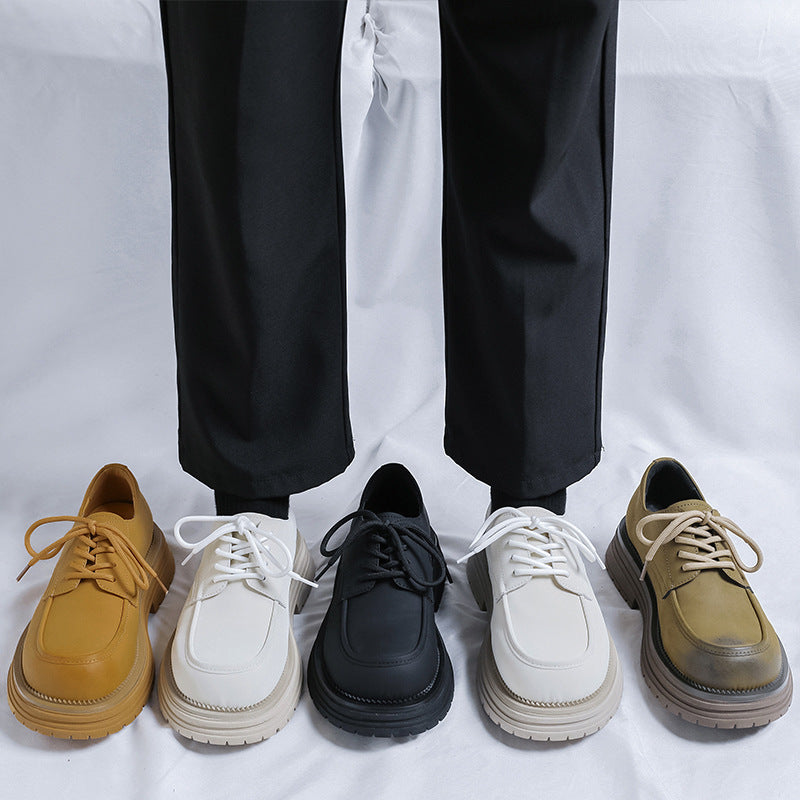British Style Thick Bottom Fashion Trendy Men's Casual Leather Shoes