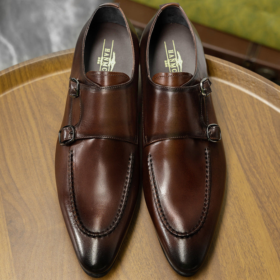 Men's Pointed Toe Side Buckle Trendy British Casual Shoes