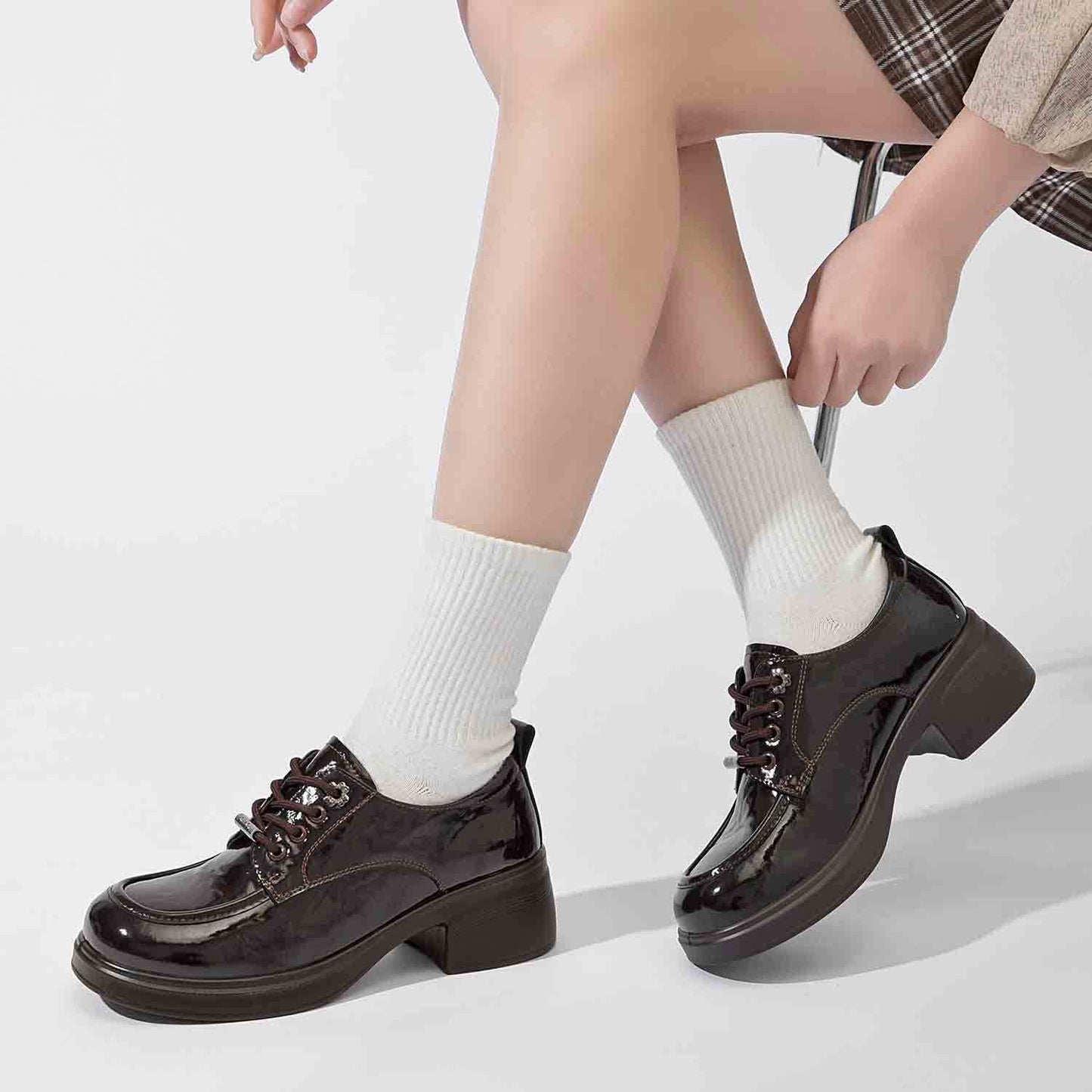 Women's Platform Spring British Retro Black Loafers