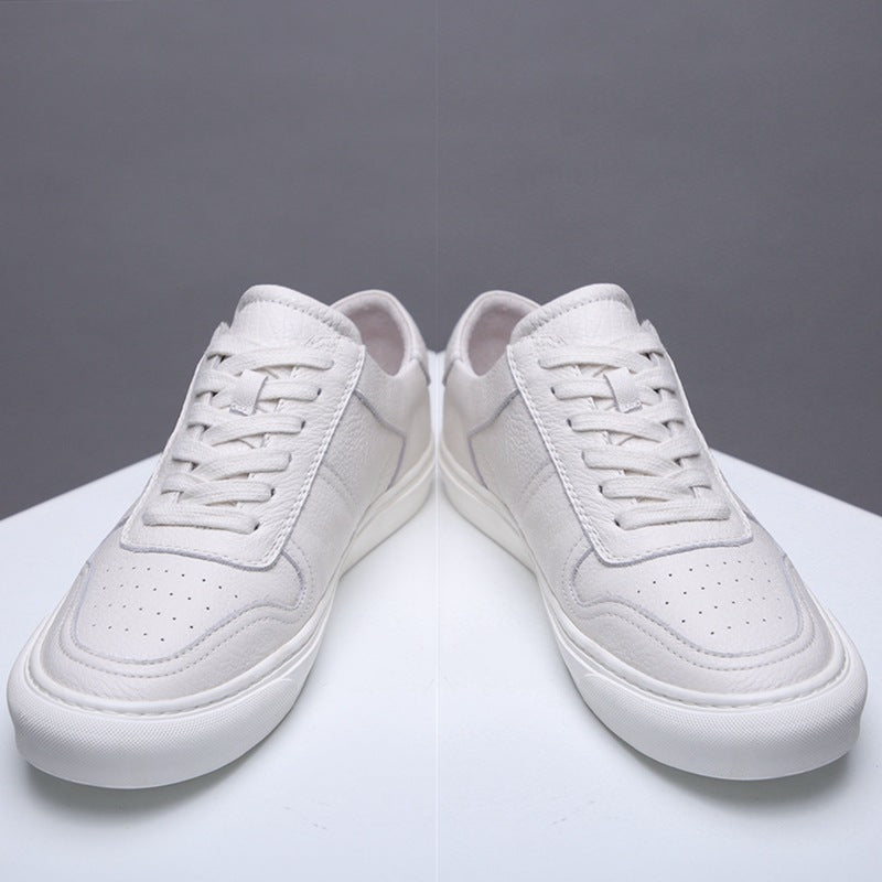 Men's Top Layer Cowhide White Sports Fashion Men's Board Shoes