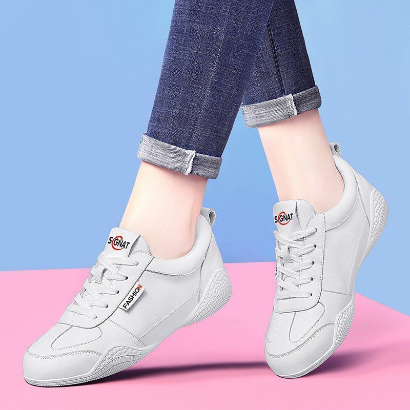 Women's White Comfortable Sports Platform Versatile Fashionable Sneakers