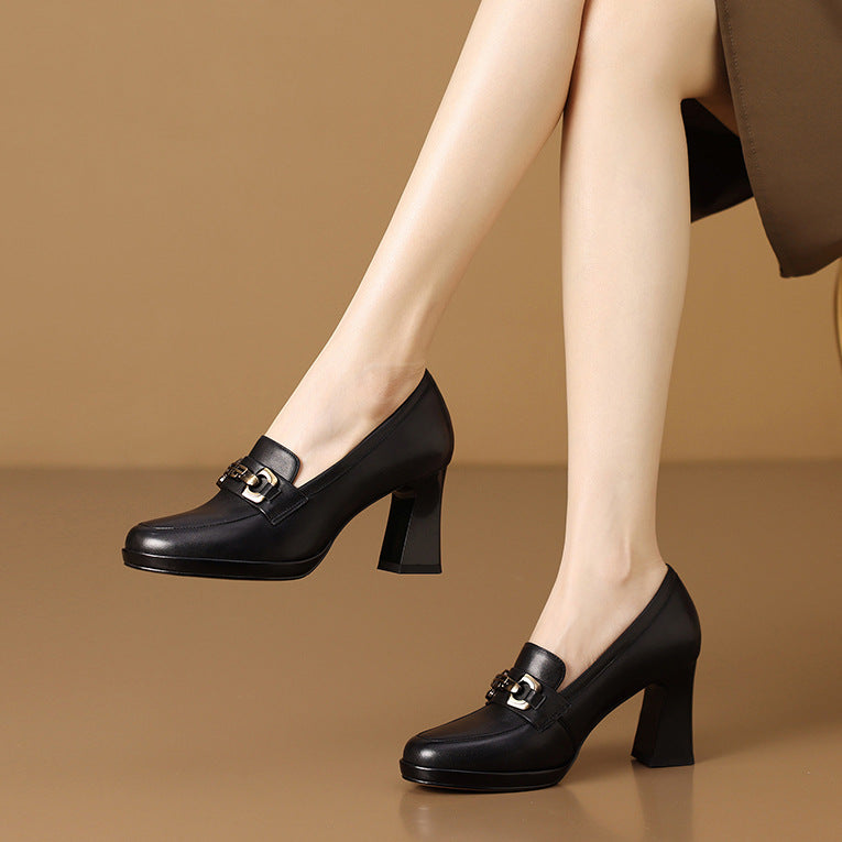 Women's Square Toe Waterproof Platform Chunky High Women's Fashion Shoes
