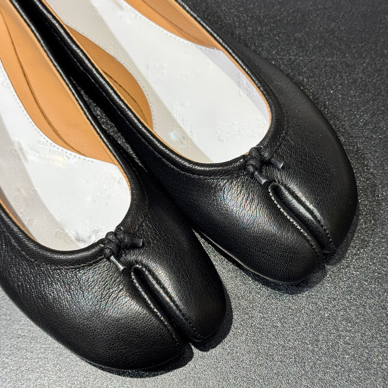 Women's Tabi Sheepskin Flat Pumps Shallow Mouth Ballet Women's Casual Shoes