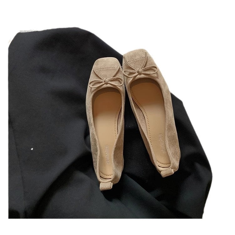 Women's Low-cut Bow Small Chunky Leopard Print Women's Shoes