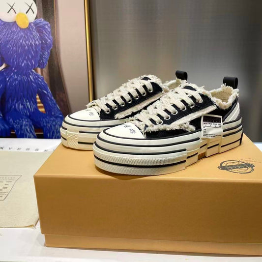 Women's & Men's Wu Beggar Frayed Fashionable Thick Sole Women's Canvas Shoes