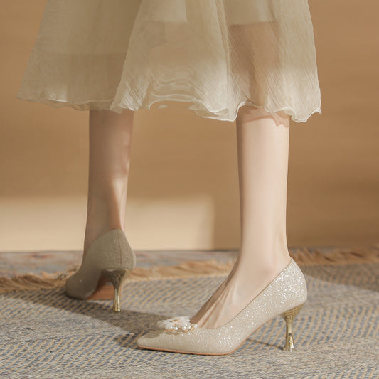 Wedding Dress Two-way Wear Small Size High Bridal Bridesmaid Large Women's Fashion Shoes