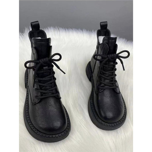 Women's Flat Martens British Style Thick Bottom Women's Leather Boots