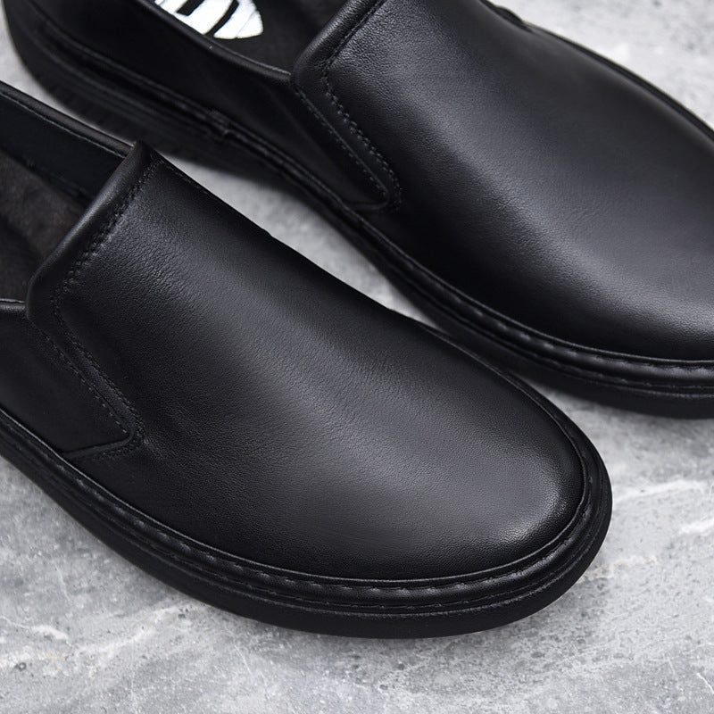 Men's Layer Cowhide Comfortable Soft Bottom Pumps Leather Shoes