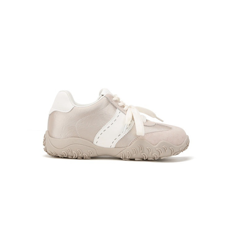 Women's Version Height Increasing Insole Mercerized Crescent Pearl Lace German Casual Shoes