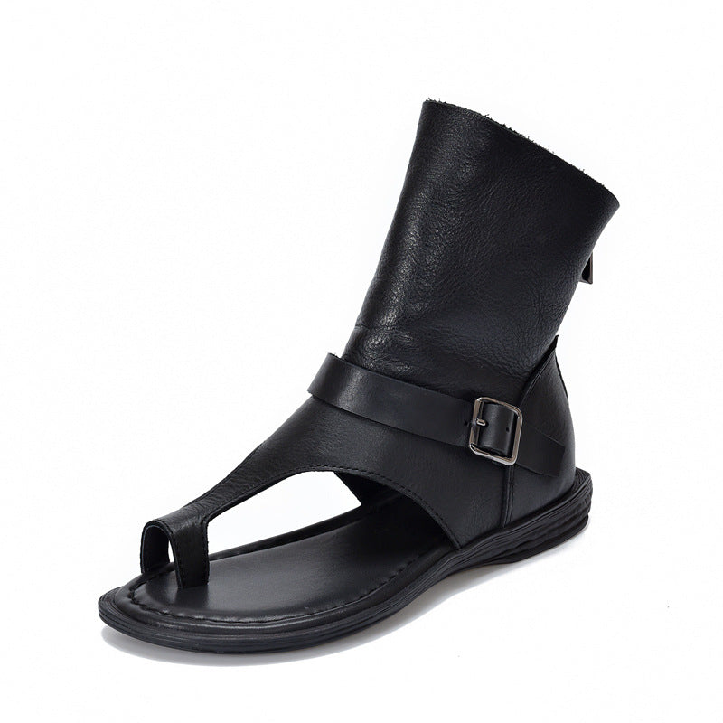 Women's Buckle Cover Toe Short Summer Roman Flat Sandals