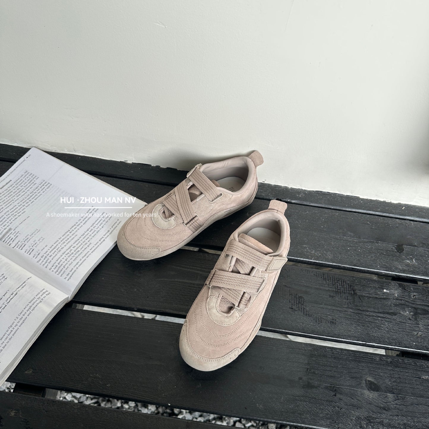 Women's Cowhide Retro German Training French Velcro Strap Women's Sports Shoes