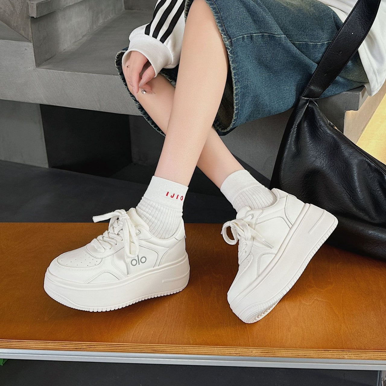 First Layer Cowhide Platform White Summer Trendy Comfortable Heels