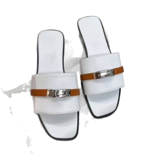 Women's Good-looking High Quality Metal Buckle Watch Band Rubber Slippers
