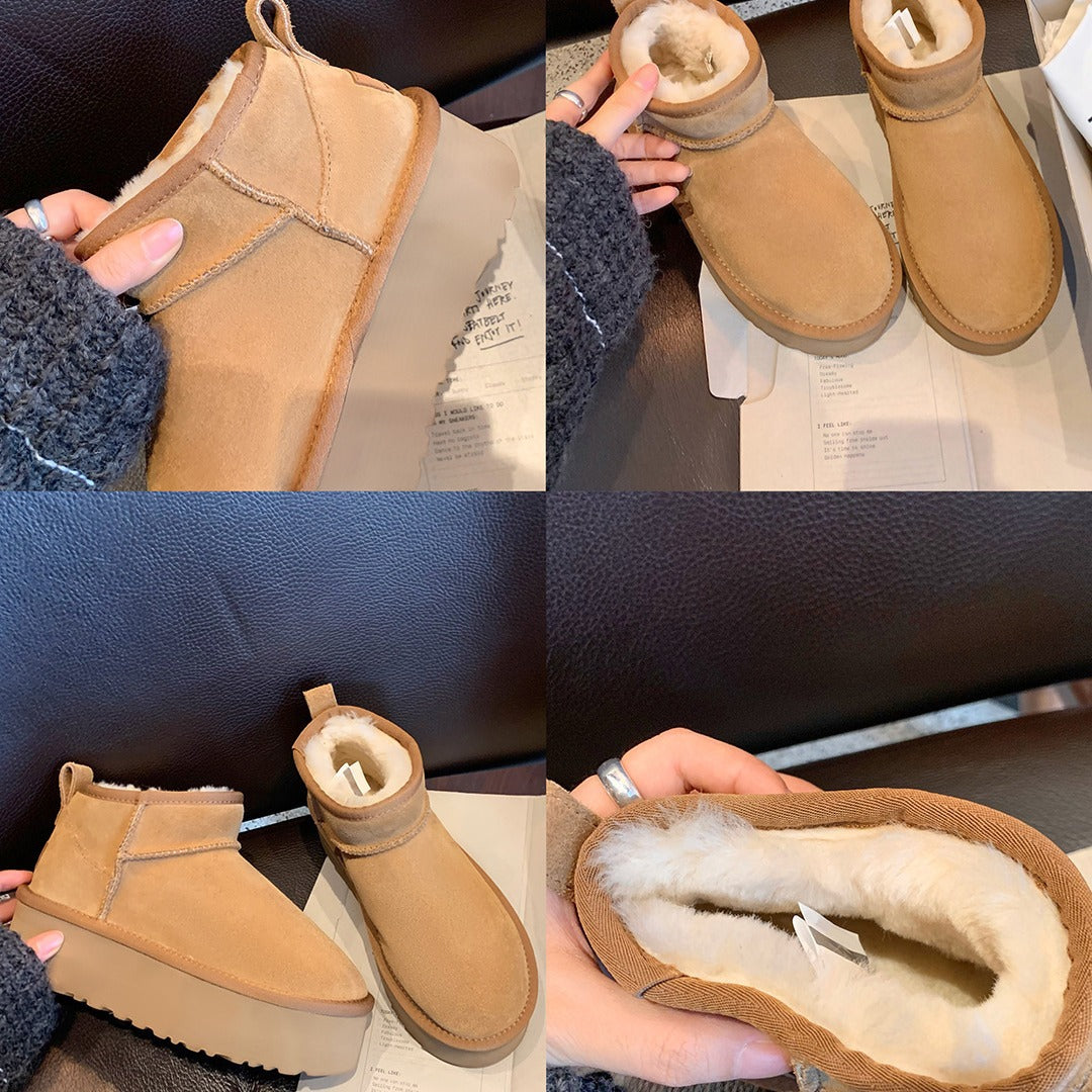 Genuine Home Fleece-lined Bootie Platform Female Snow Boots