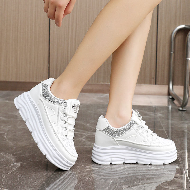 Hidden Platform Solid Color Breathable Skate Sneakers