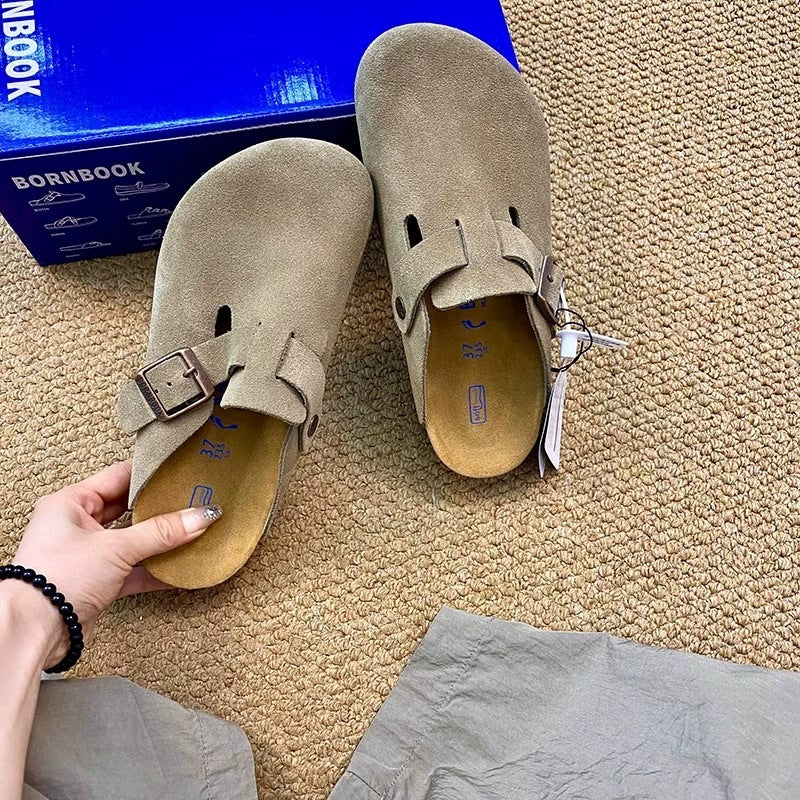 Women's & Men's Cowhide Fishing Genuine Cork Sole Toe Cap Platform Sandals