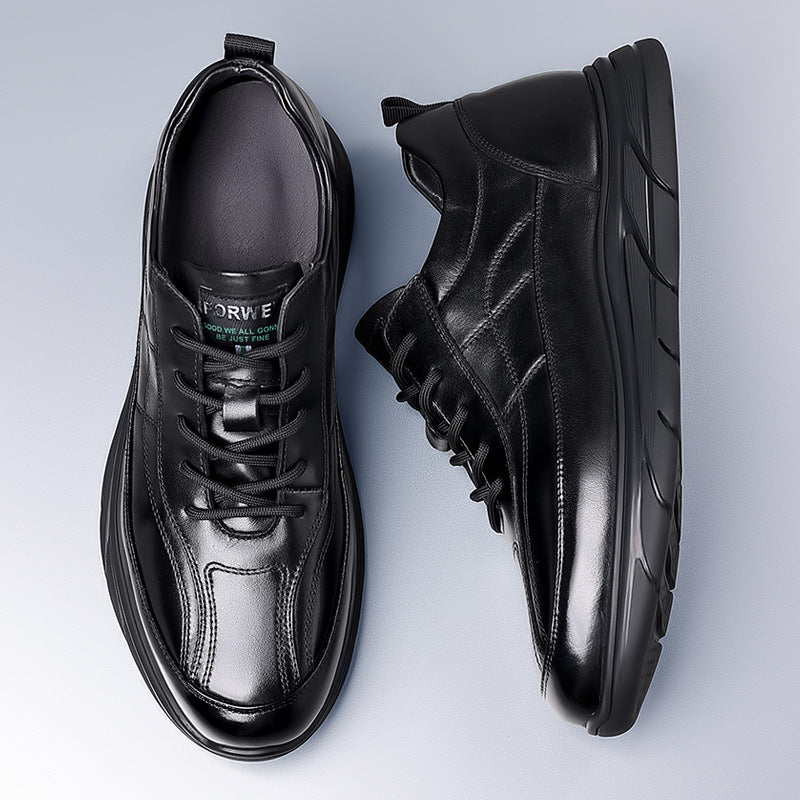 Men's Layer Cowhide Genuine Inner Height Increasing Korean Casual Shoes