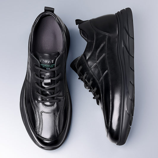 Men's Layer Cowhide Genuine Inner Height Increasing Korean Casual Shoes