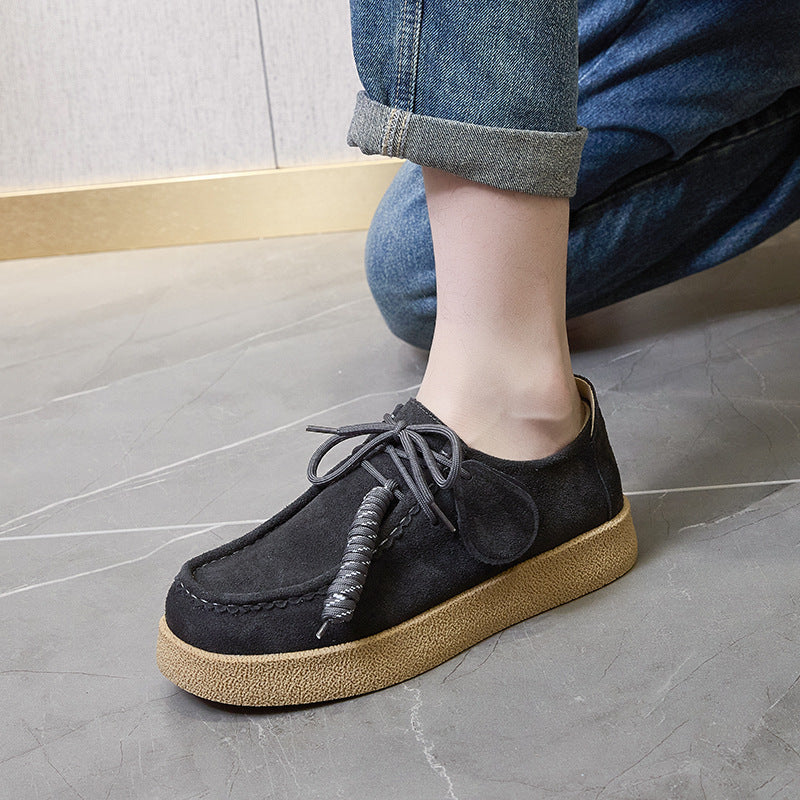 Women's & Men's Couple Platform Kangaroo Biscuit Derby Retro Women's Sports Shoes