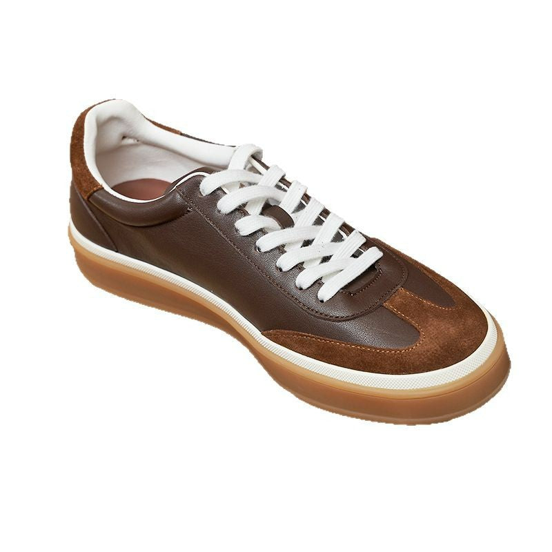 Men's Personality German Training Genuine Lace Up Round Sneakers