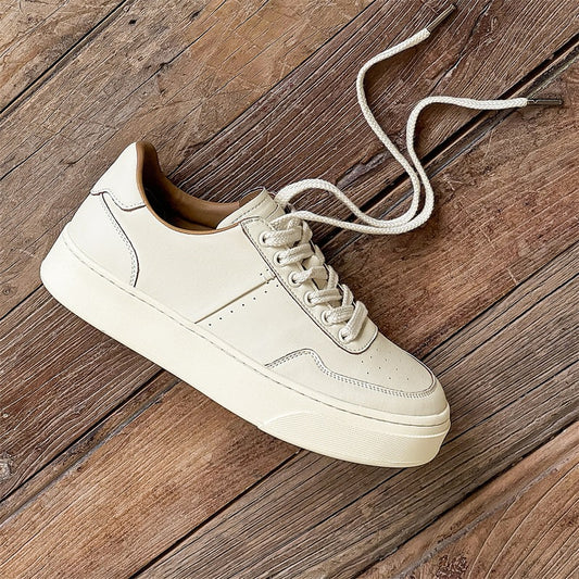 Men's Summer Platform Minimalism White Trendy Breathable Sneakers