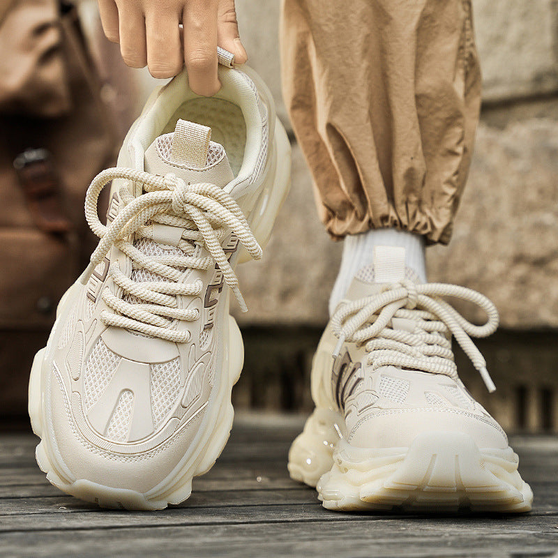 Men's Popcorn Bottom Mesh Breathable Clunky Fashion Running Sneakers