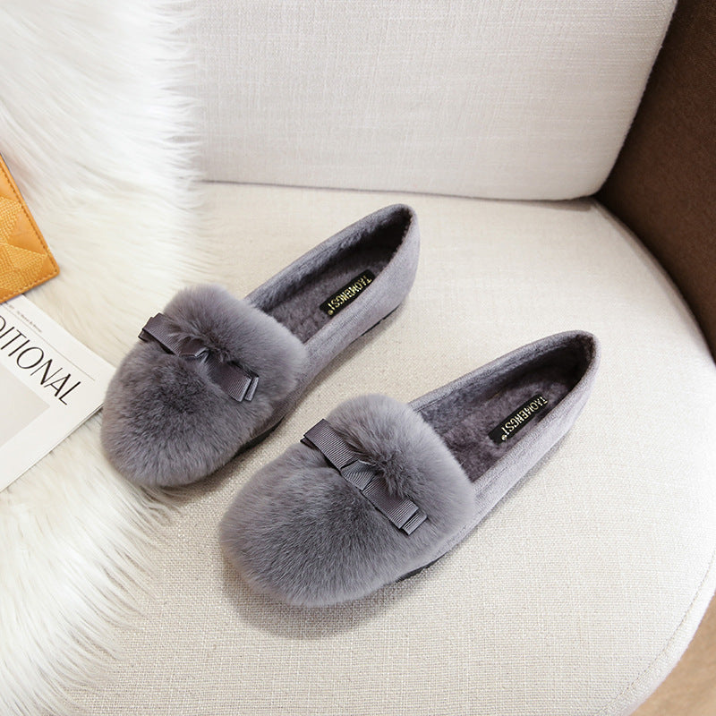 Women's Rabbit Hair Fleece-lined Insulated Fluffy Platform Women's Shoes