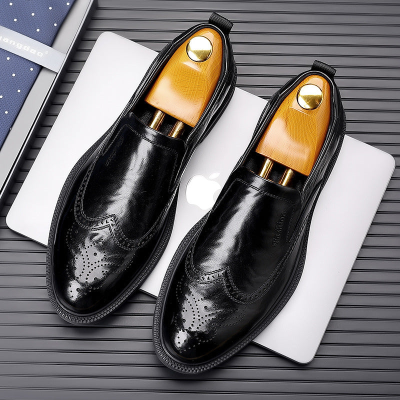 Men's Autumn Brogue Formal Business One Pedal Leather Shoes