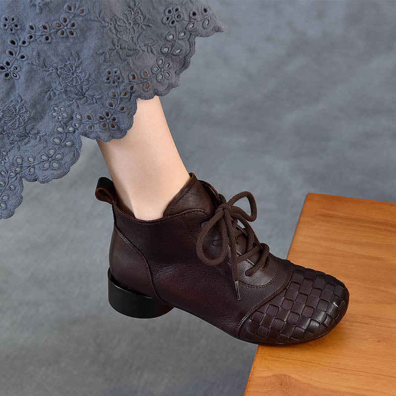 Women's Flat Mom Ankle Beef Tendon Soft Bottom Retro With First Boots