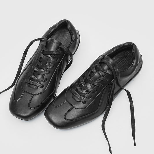 Distressed German Training Leisure Platform Trendy Leather Shoes