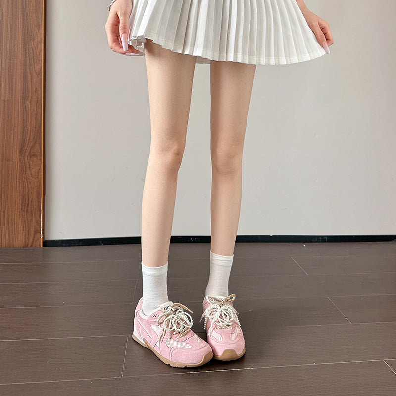 Women's Mom Height Increasing Insole Pearl Ballet Style Training Genuine Large Women's Sports Shoes