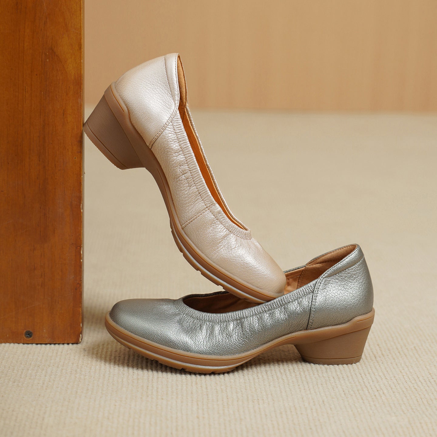Women's Size Spring High Chunky Commuter Shallow Mouth Milky White Soft Women's Shoes