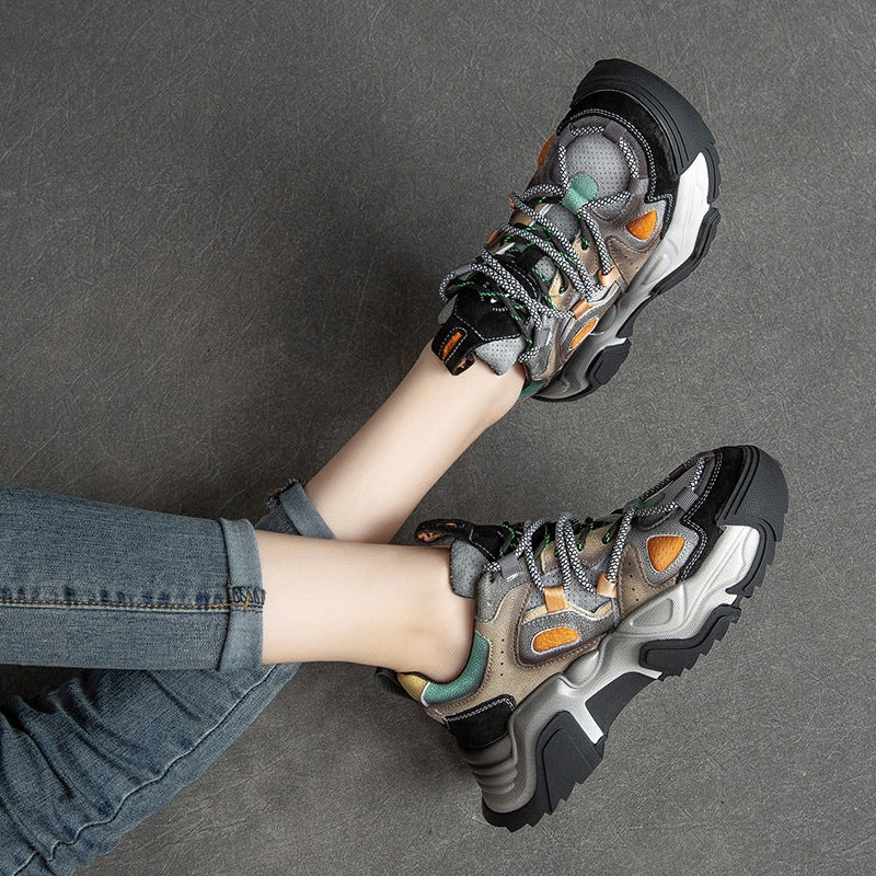 Women's First Layer Cowhide Retro Style Fashion Sneakers