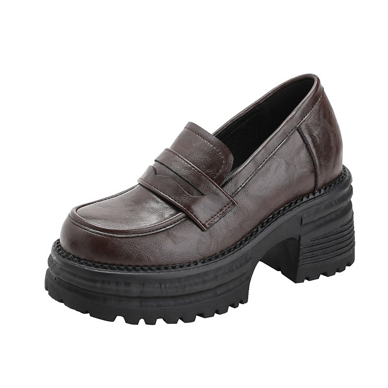 Women's Platform Slip-on Versatile Single-layer British Style Loafers